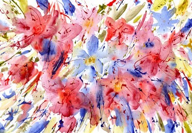 hand made floral watercolor background / painted flowers for invitation or greeting card