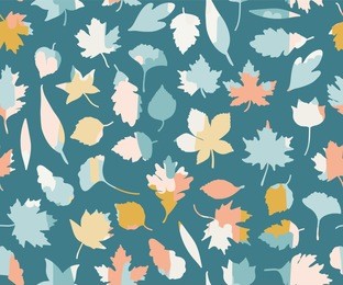 seamless pattern with colorful leaves. summer seamless pattern, summer leaves. on a dark blue background