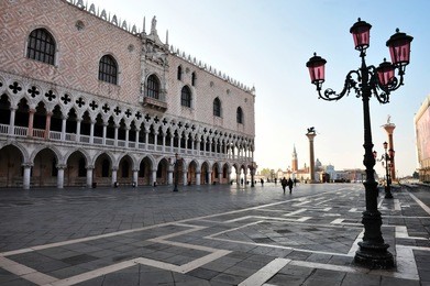 the doge's palace at the piazza san marco - st mark's square in venice italy.