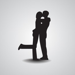 silhouette couple in love, boy and girl. vector illustration