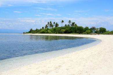 moon shape curved beach of pontod island is the tourist destination located near panglao island, bohol, the philippines