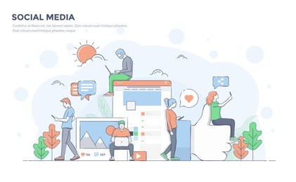 modern flat line color design, hand drawn line business concept for socialmedia, easy to use and highly customizable. modern vector illustration concept, isolated on white background.