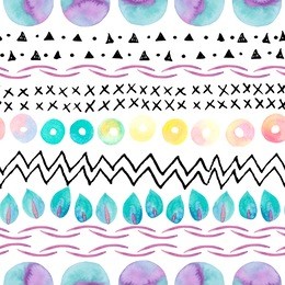 abstract simple seamless pattern: watercolor geometric, natural elements, ink doodles. modern art background. hand painted illustration for design of fabric, wrapping paper, scrapbooking etc