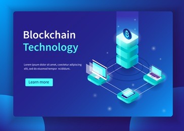 blockchain technology and cryptocurrency concept. can use for web banner, infographics, hero images.  isometric vector illustration with trendy gradient.