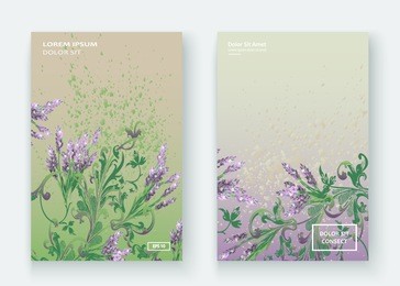 lavender floral pattern cover design. hand drawn creative flower. elegant trendy artistic background blossom greenery branche. graphic illustration wedding, invitation, poster, card, cover book
