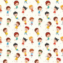 seamless pattern of funny kids