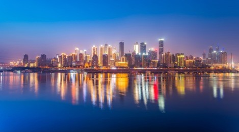 chongqing's beautiful city night view skyline