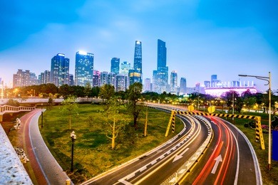 guangzhou's beautiful city night view skyline