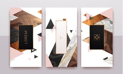 gold, rose gold, black and white marble template, artistic covers design, colorful texture, geometric backgrounds. trendy pattern, graphic poster, brochure, cards. vector illustration.