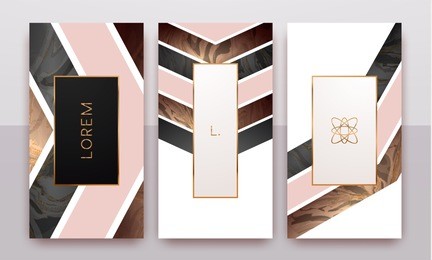 gold, rose gold, black and white marble template, artistic covers design, colorful texture, geometric backgrounds. trendy pattern, graphic poster, brochure, cards. vector illustration.