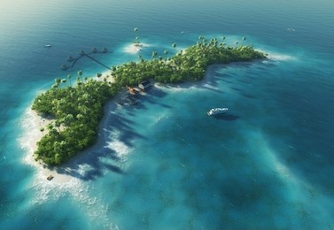 paradise tropical island in the form of wave