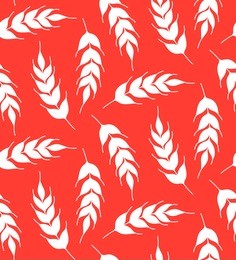 rye grainsilhouette floral red seamless vector pattern