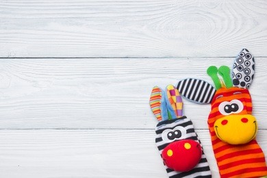 set of colorful kids toys frame. copy space for text