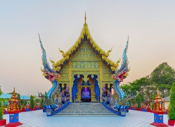 wat rong suea ten or called blue temple, chiang rai, thailand