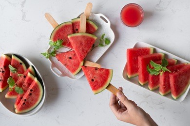 delicious watermelon summertime snack on a plate. dessert.