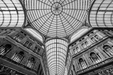architectural shot of galleria umberto i - shopping gallery in naples italy