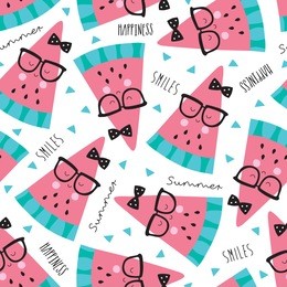 seamless cute melon fruit pattern vector illustration