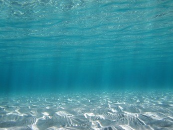 sunlight underwater reflecting on a shallow sandy seabed in the caribbean sea