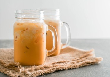 iced thai milk tea in glass