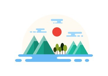 countryside landscape illustration. flat design.