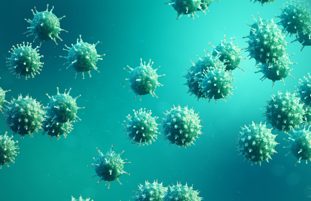 viral hepatitis infection causing chronic liver disease. hepatitis viruses. influenza virus h1n1. swine flu, cell infect organism. virus abstract background. 3d illustration.