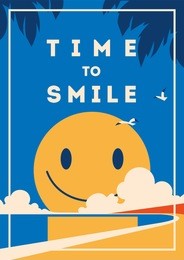 summer holiday and summer camp poster with smiley sun