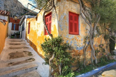 anafiotika  is a scenic tiny neighborhood of athens, part of the old historical neighborhood called plaka. it lies in northerneast side of the acropolis hill.
