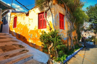 anafiotika  is a scenic tiny neighborhood of athens, part of the old historical neighborhood called plaka. it lies in northerneast side of the acropolis hill.