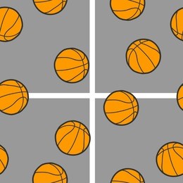 basketball seamless pattern hand drawing doodle line on gray background