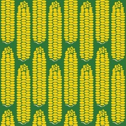 full repeated corn pattern green background. a playful, modern, and flexible pattern for food brand. repeated pattern. delicious corn.