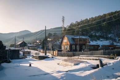 old village, baikal lake, siberia.