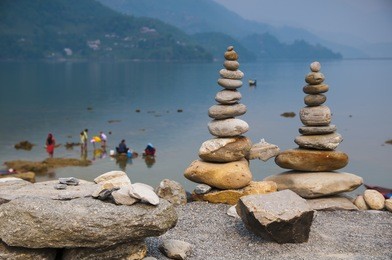 phewa lake in pokhara in nepal