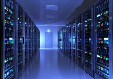 modern interior of server room in datacenter