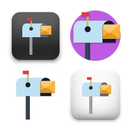 flat vector icon - illustration of mailbox with mail icon