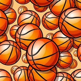 seamless pattern with basketball ball. vector illustration. ideal for wallpaper, cover, wrapper, packaging, fabric, textile design and any kind of decoration.
