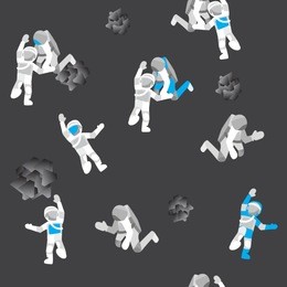 space seamless pattern with astronauts. astronauts in outer space. outer space with asteroids and humans wallpaper