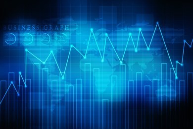 2d rendering stock market online business concept. business graph 