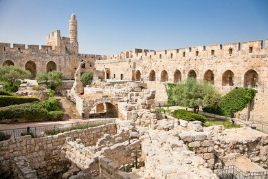 tower of david is so named because byzantine christians believed the site to be the palace of king david. the current structure dates from the 1600's. jerusalem, israel