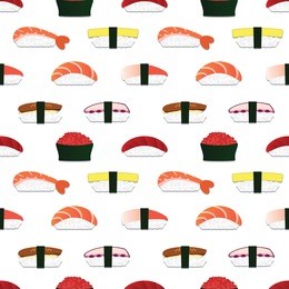 sushi nigiri seamless pattern. vector.