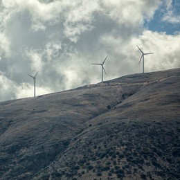 windmill in the mountains on the island of kefalonia, greece