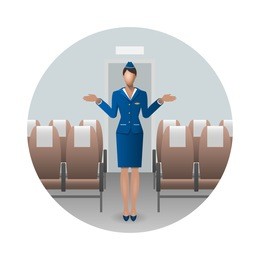 flight attendant safety instructions, flight attendant demonstrate emergency exit . safety on board