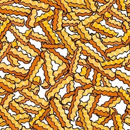 seamless of french fries corrugated potato chips.wave chip. snack pattern.. fried potatoes. corrugated golden chips.fast food design. realistic hand drawn illustration. savoyar doodle style.