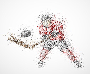 abstract hockey player, shoots the puck. eps 10