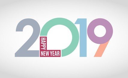 happy 2019 new year. pastel, subtle light-colored numbers on white background. vector illustration and photo image available. 