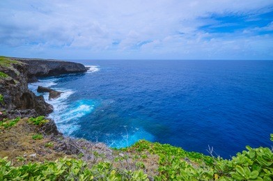 seascape from banzai cliff, a popular attraction in saipan