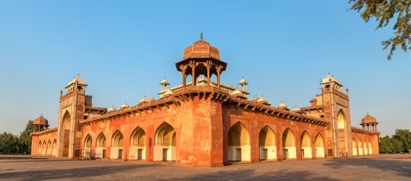 tomb of akbar the great at sikandra fort in agra - uttar pradesh, india