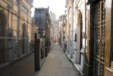 crypt in the cemetery.
internal roads of recoleta cemetery buenos aires argentina