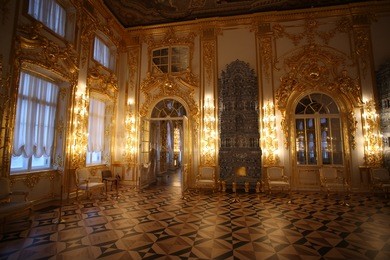 katherine's palace hall in tsarskoe selo (pushkin), russia