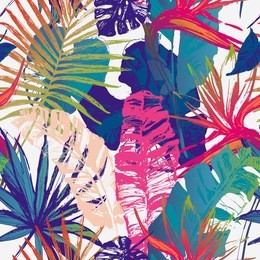 nature seamless pattern. hand drawn abstract tropical summer background : palm tree, fan palm, monstera, banana leaves, exotic flowers in grunge, gradient silhouette, line art. vector art illustration