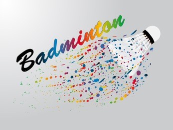visual drawing of shuttlecock at fast of speed in badminton sport, colorful beautiful design style on white background for vector illustration, exercise sport concept
